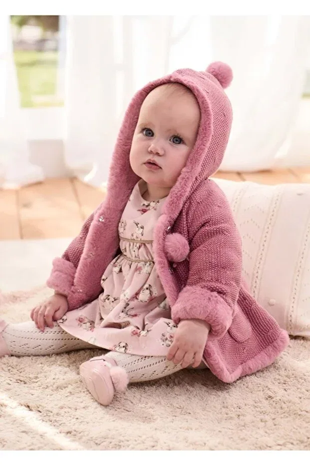Детский кардиган с капюшоном Pompon cardigan pomegranate flower Mayoral, Pomegranate Blossom