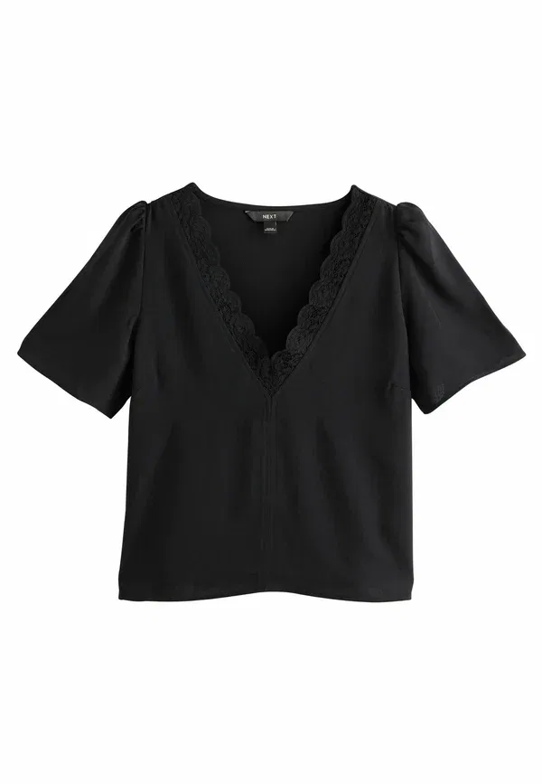 Блуза с V-образным вырезом Regular fit short sleeve Next, черный