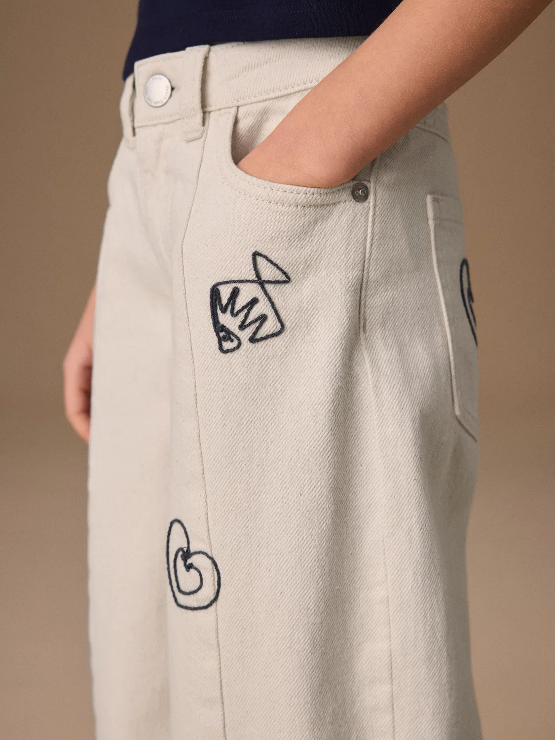Джинсы с вышивкой Barrel Leg Next, цвет Ecru Embroidery — фото 4