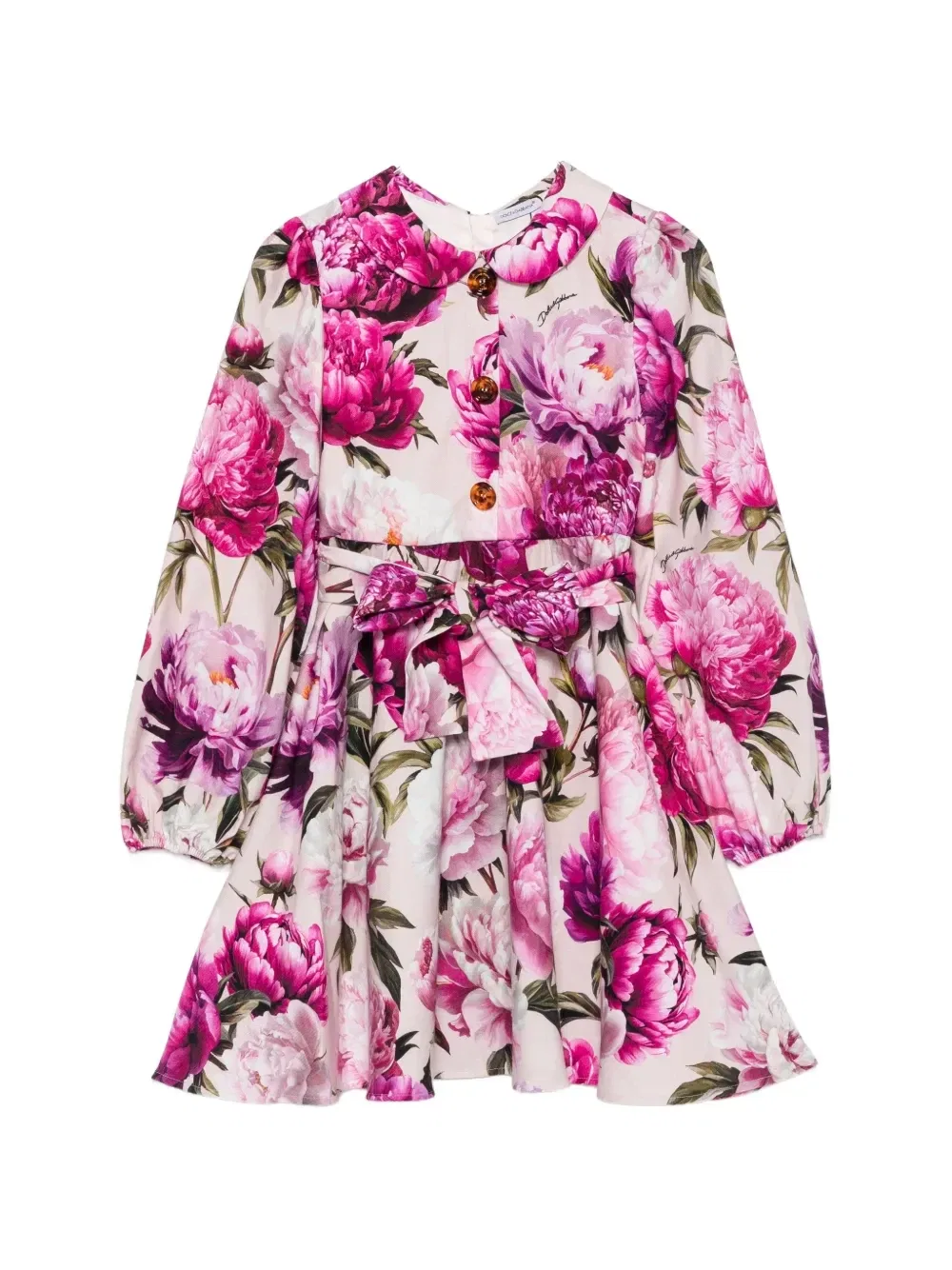 Цветочное платье с воротником Dolce & Gabbana Kids, розовый