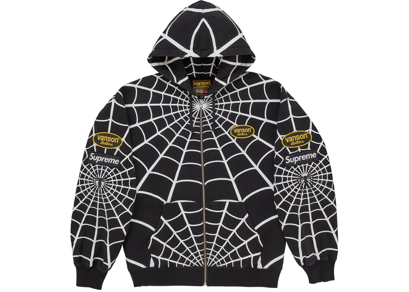 Мужская худи на молнии с принтом Spider-Man Vanson Leathers Supreme, Black