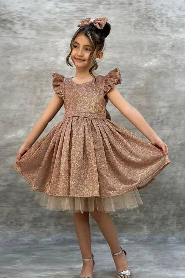 Детское платье для девочек с коротким рукавом Girl'S shining copper dress Riccotarz, Copper