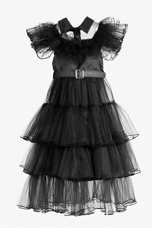 Детское платье для девочек с воланами Buse&Eylül Bebe, Black