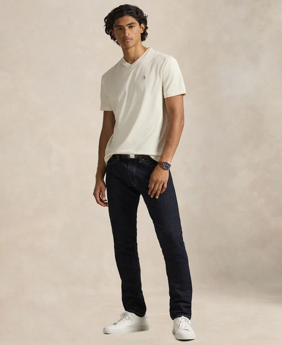 Мужская футболка V-образным вырезом Classic-Fit с вышитой эмблемой Polo Ralph Lauren, Parchment Cream — фото 2