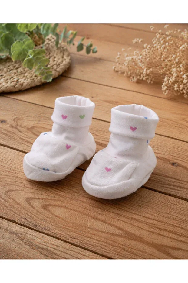 Детские пинетки для новорожденных с принтом Kiddyturtles, White-Heart — фото 3