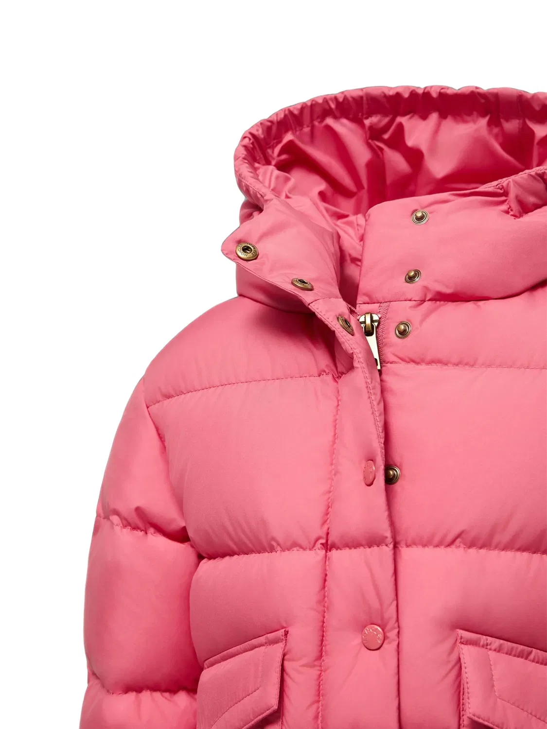 Стеганая куртка с капюшоном и нашивкой с логотипом Moncler Enfant, розовый — фото 3