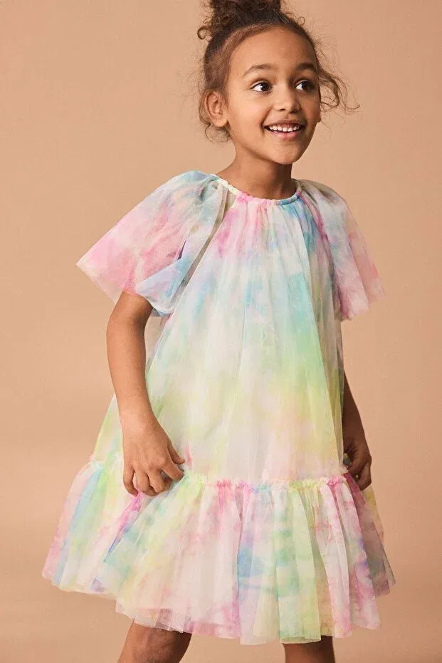 Детское платье для девочек из тюля с коротким рукавом Next Baby, Multicolor