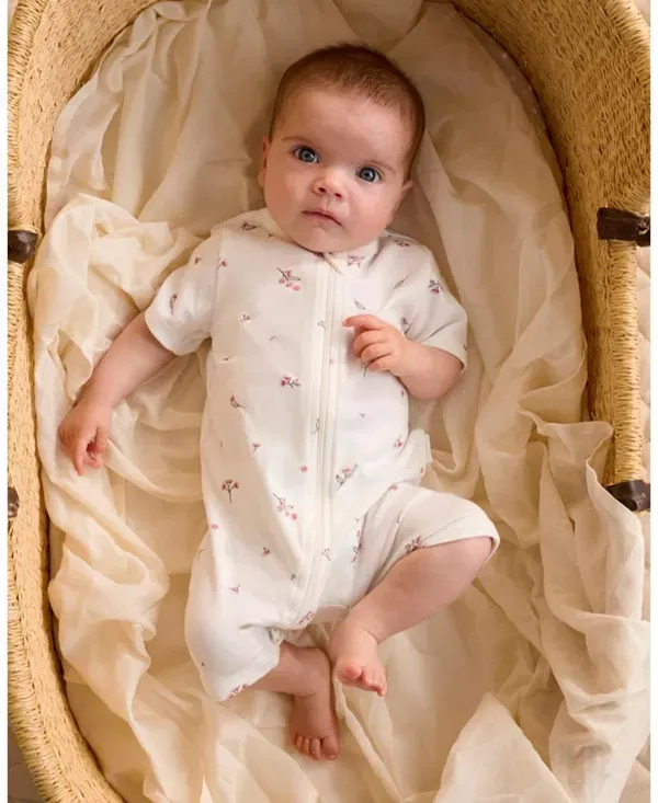 Детский комплект комбинезонов с коротким рукавом Purebaby, Pale Pink Blossom Pack — фото 2