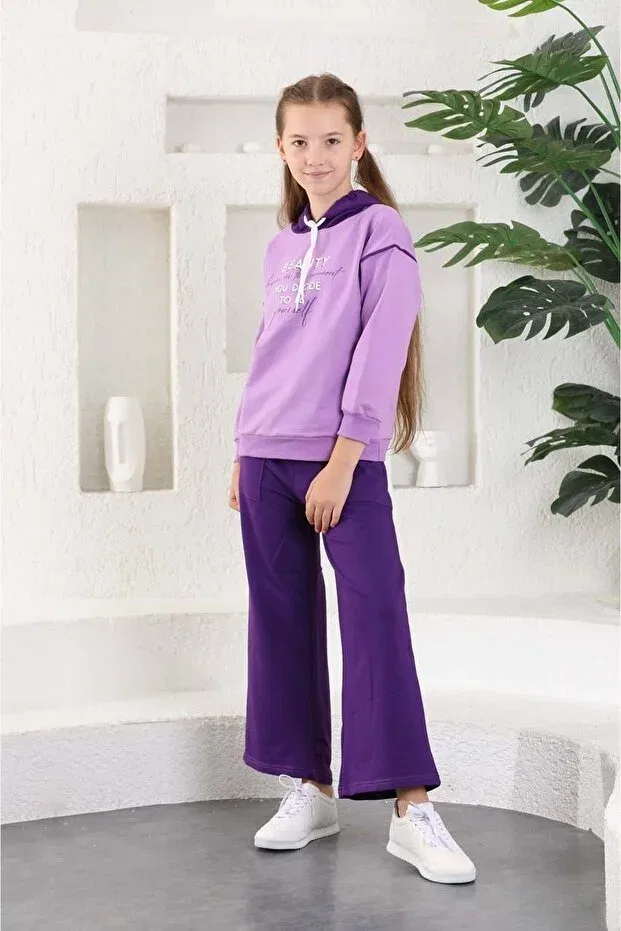 Детский комплект спортивного костюма для девочек с капюшоном Mnk Baby&Kids, Lila