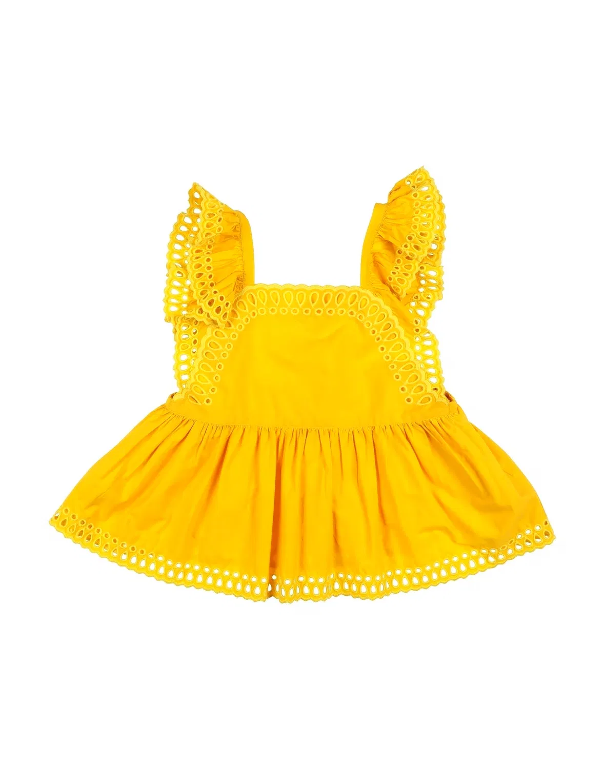 Детское топ для девочек кружевной с открытой спиной Stella Mccartney Kids, желтый