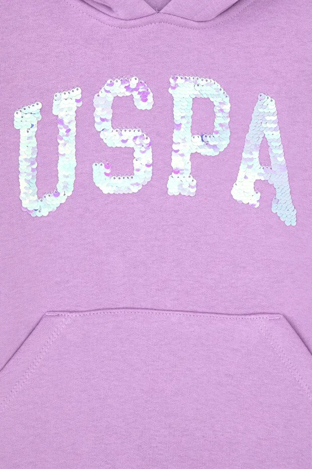 Детское худи для девочек с пайетками U.S. Polo Assn., Lilac — фото 3