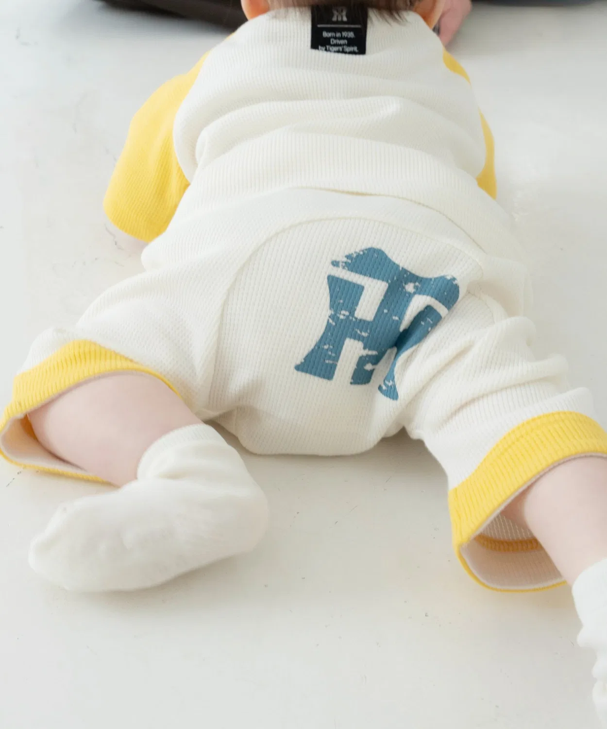 Детские штаны для мальчиков из вафли 100% хлопок Baby Tigers babybaby, Off White — фото 2