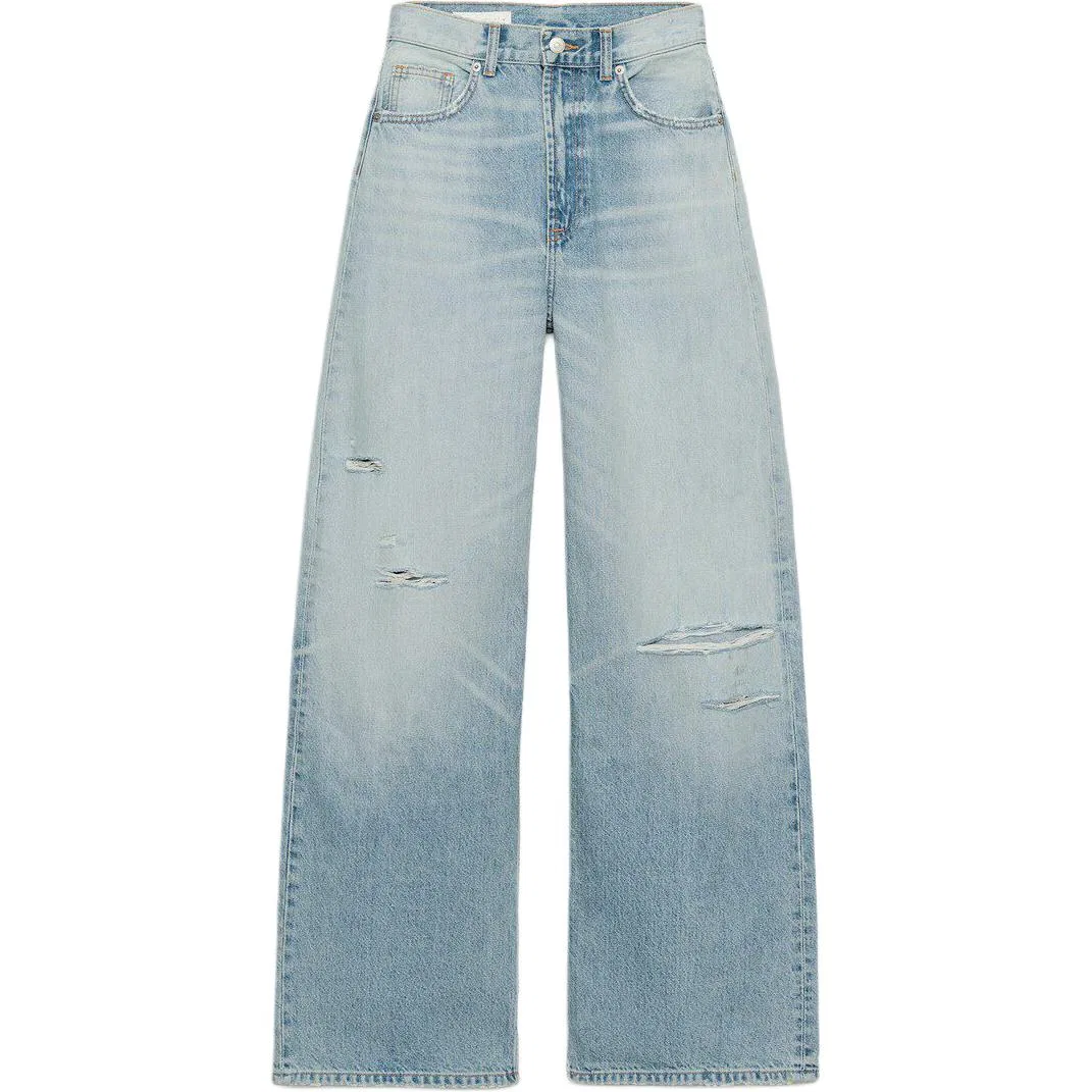 Женские джинсы свободного кроя с широкой штаниной ZARA, Ecru/Light Blue/Red