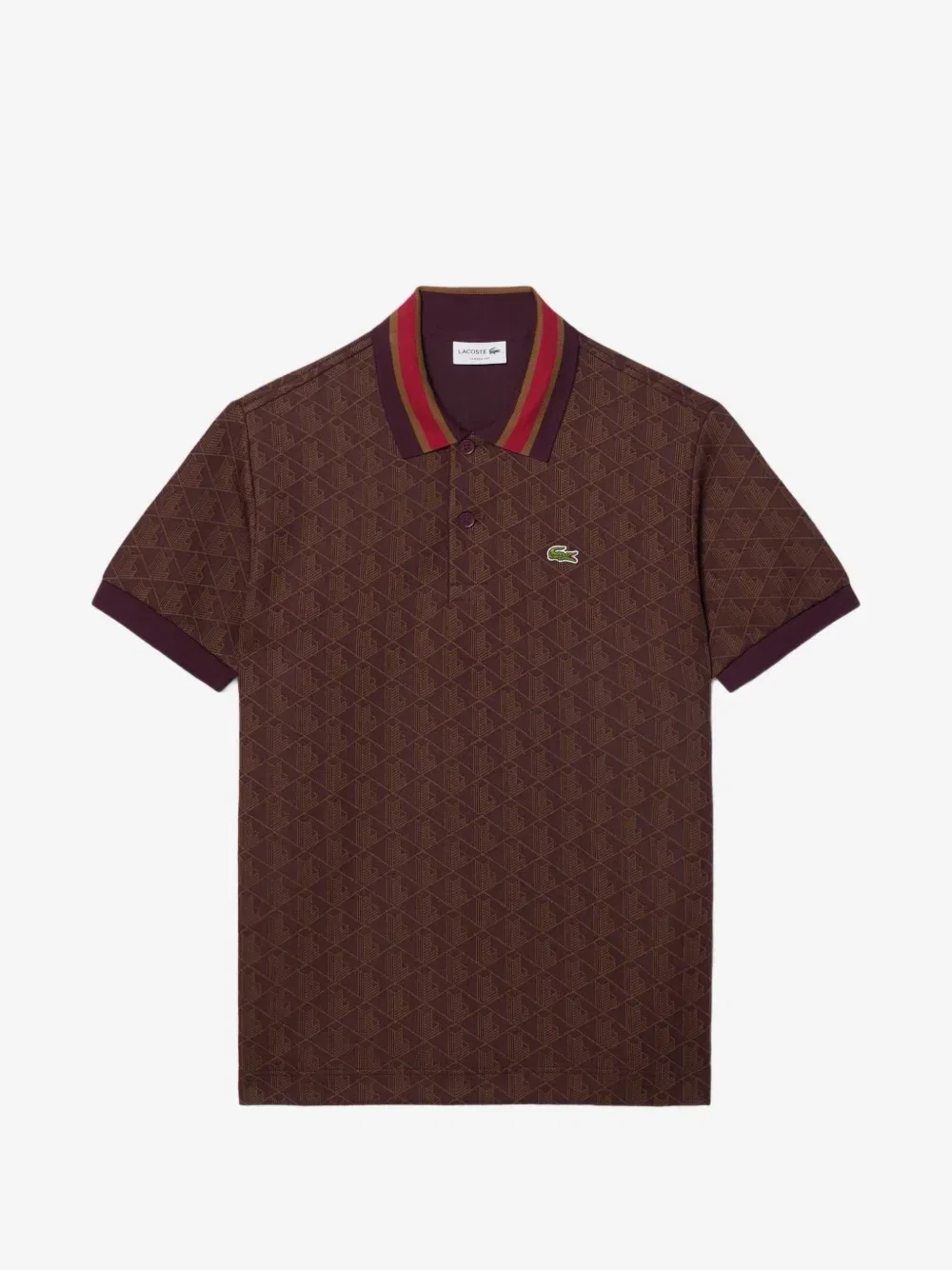 Жаккардовая рубашка поло с монограммой Lacoste, коричневый