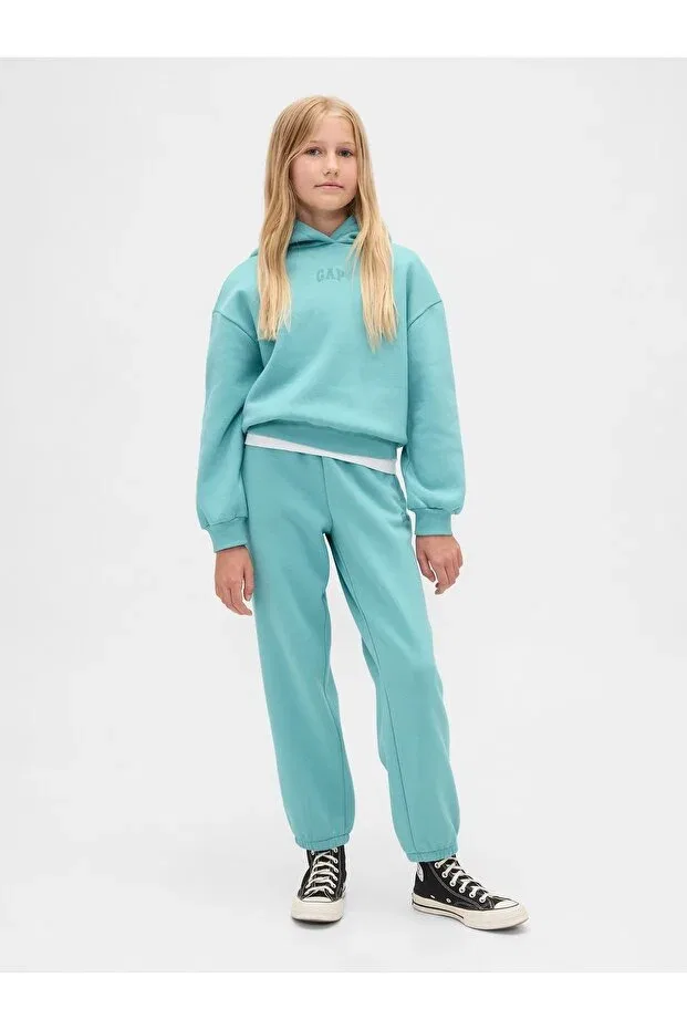 Детские спортивные штаны для девочек с принтом Vintagesoft Logo Gap, Turquoise-003