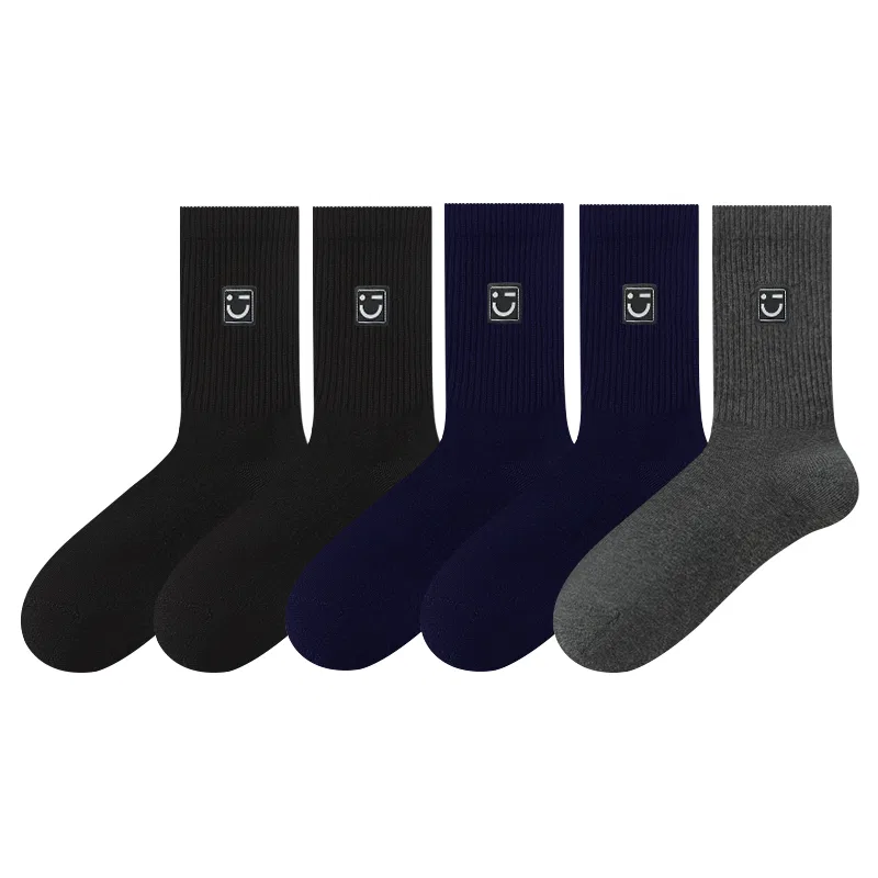 Детские носки с улыбающимся лицом MINISO, Black 2+Navy Blue 2+Dark Gray 1