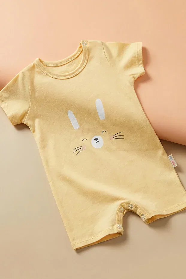 Детский комбинезон с принтом Tuabella, Yellow Short Jumpsuit With Animal Print — фото 3