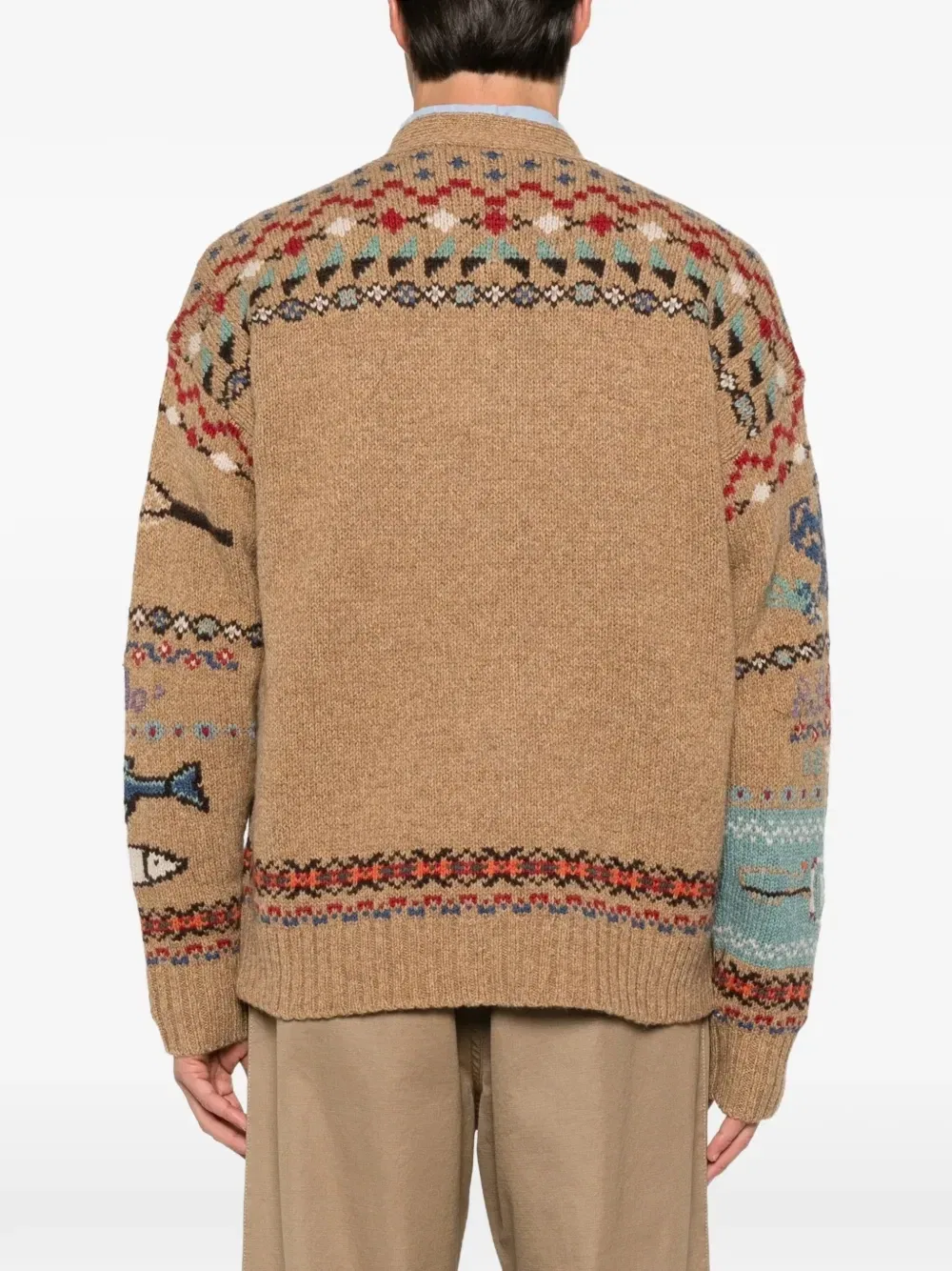 Кардиган с V-образным вырезом и интарсией POLO RALPH LAUREN, бежевый — фото 4