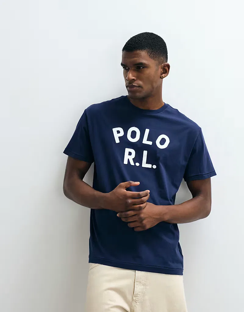 Классическая футболка Polo Ralph Lauren с логотипом, темно-синий — фото 4