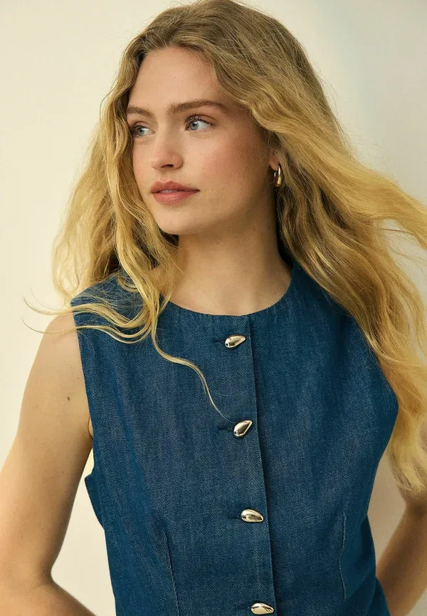 Жилет хлопковый Regular Fit Next dark blue, темно-синий — фото 3