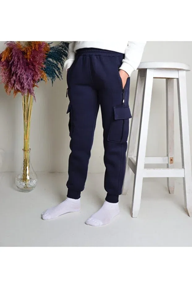 Детские спортивные штаны с карго-карманами Kidspitircik, Navy Blue — фото 2