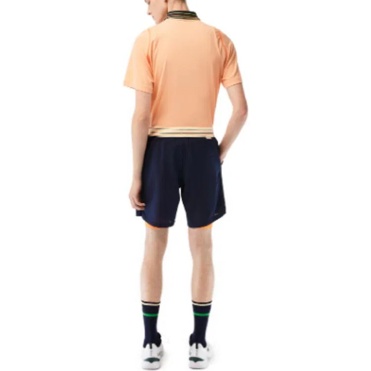Мужские шорты повседневные LACOSTE, Оранжевые Трусы + Темно-Синие Шорты — фото 4