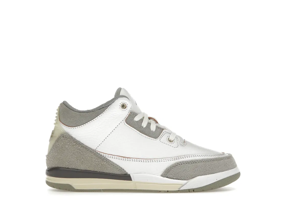 Детские кроссовки Lifestyle с состаренной кожей и замшей Jordan 3 Retro SP A Ma Maniére, White/Medium Grey-Violet Ore-White