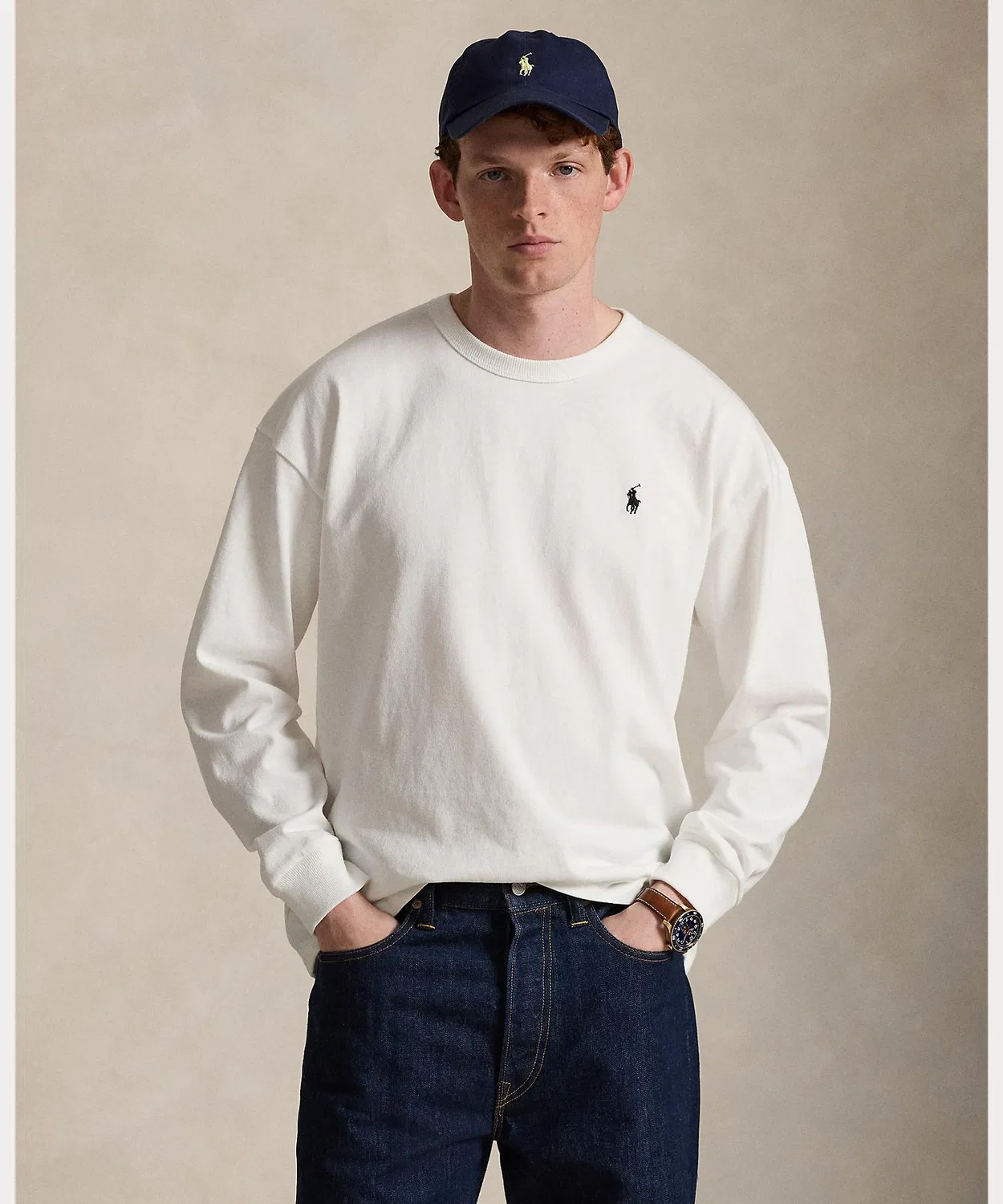 Мужская футболка с длинным рукавомRelaxed Fit POLO RALPH LAUREN, White