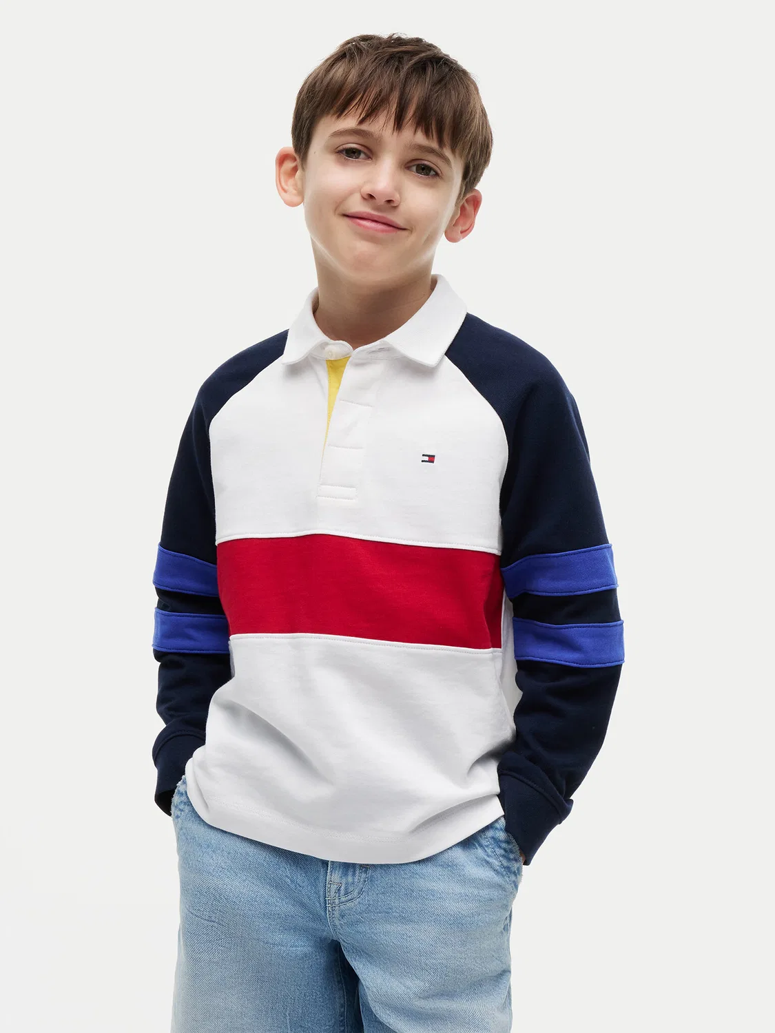 Поло стандартного кроя для мальчика Colourblock Tommy Hilfiger, белый