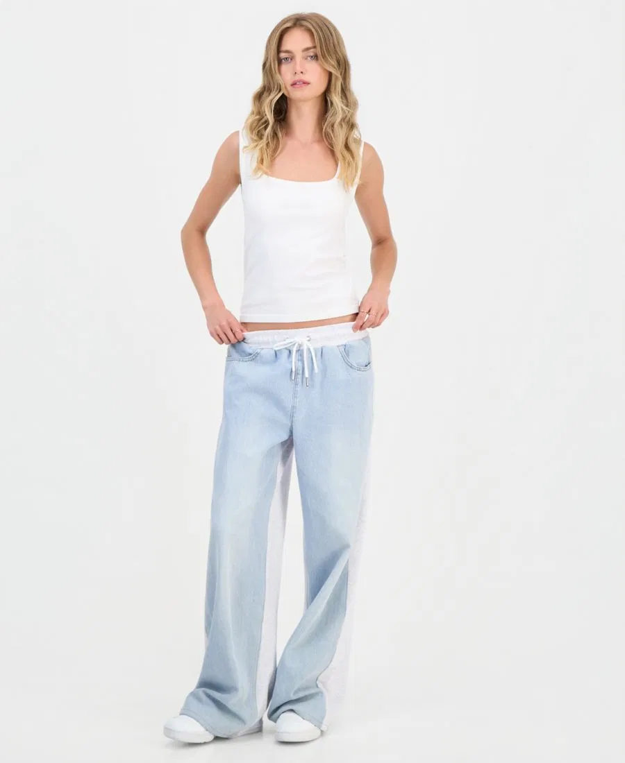 Джинсы-свитшот с широкими штанинами, смешанный дизайн Madden Girl, Light Wash/H Grey