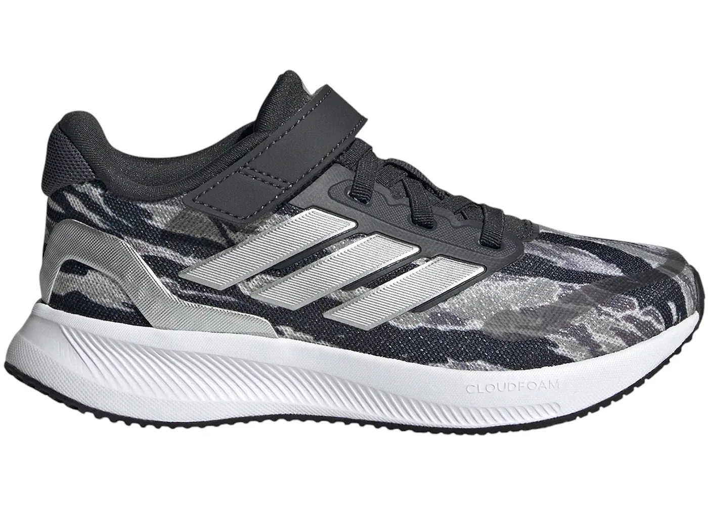 Детские кроссовки для бега с длинным шнурком Adidas Runfalcon 5, Silver Pebble Silver Metallic Carbon