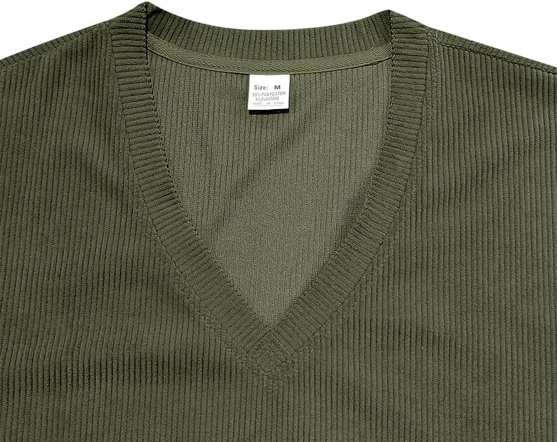 Мужская майка для тренировок с глубоким V-вырезом, Army Green — фото 4