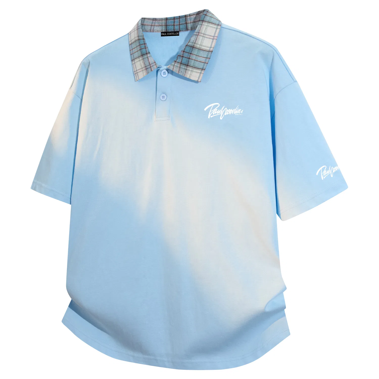 Детское поло с длинным рукавом Light Blue/Blue Plaid Paul Costelloe