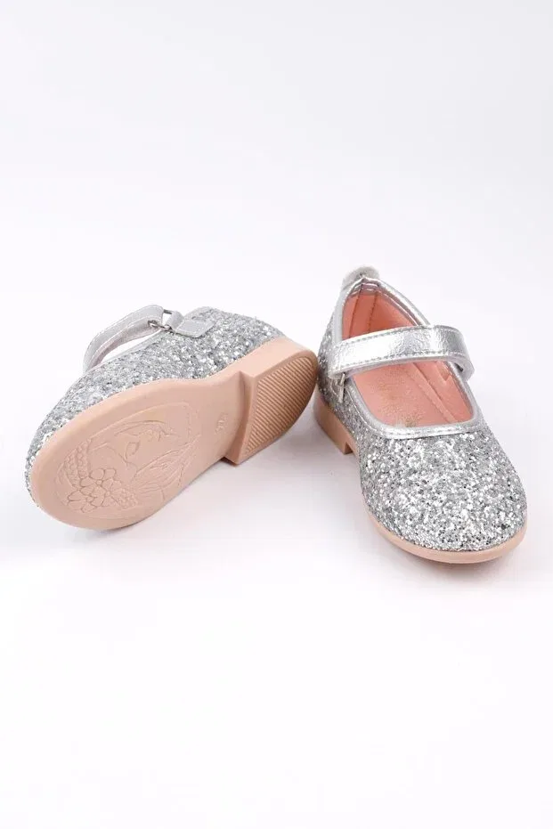 Детские балетки для девочек с принтом Byş Moda, Silver Sim — фото 2
