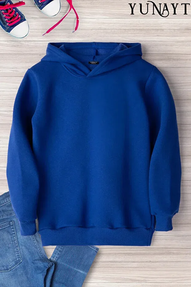 Детское худи для девочек с принтом Oversize Yunayt, Sax Blue