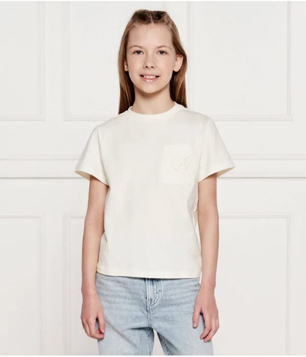 Детская футболка с принтом O-Neck T-Shirt Oversize Fit Pinko Up, Écru