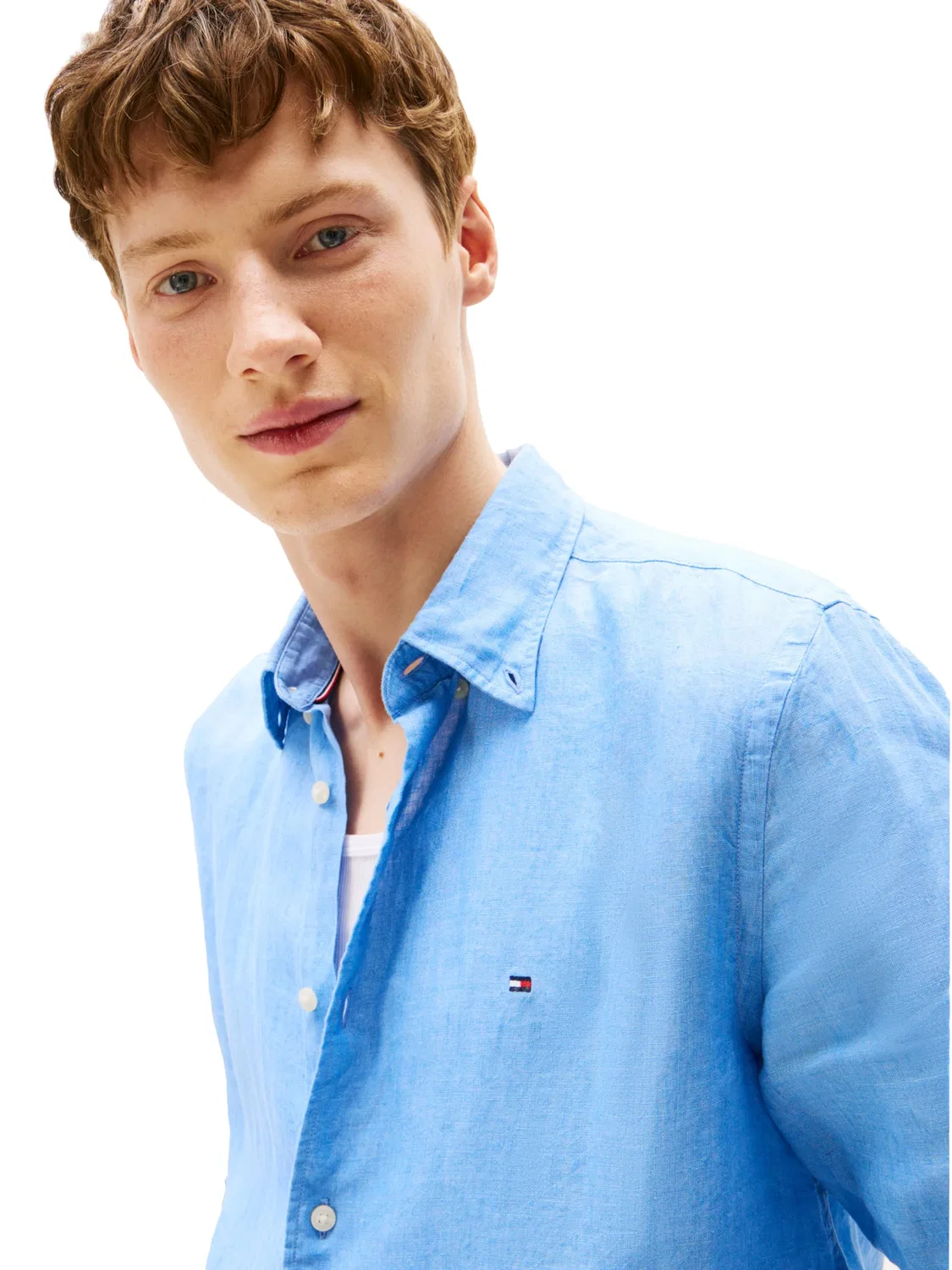Мужская рубашка с длинным рукавом из льна Tommy Hilfiger, Vessel Blue — фото 2