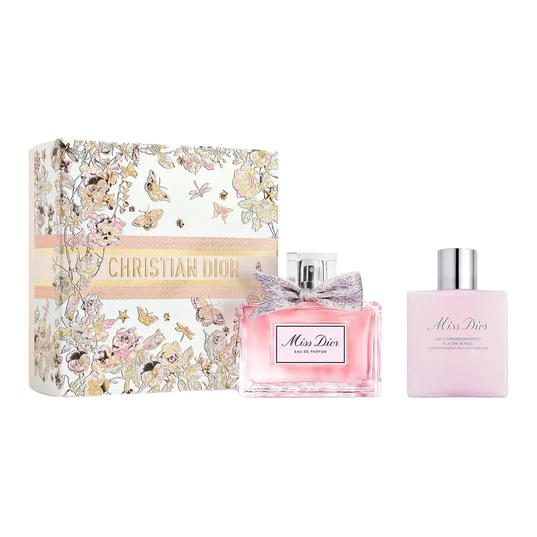 Женский подарочный набор парфюма Miss Dior с лосьоном для тела, DIOR, 50 мл + 75 мл, Gilded Butterfly Box Limited Edition