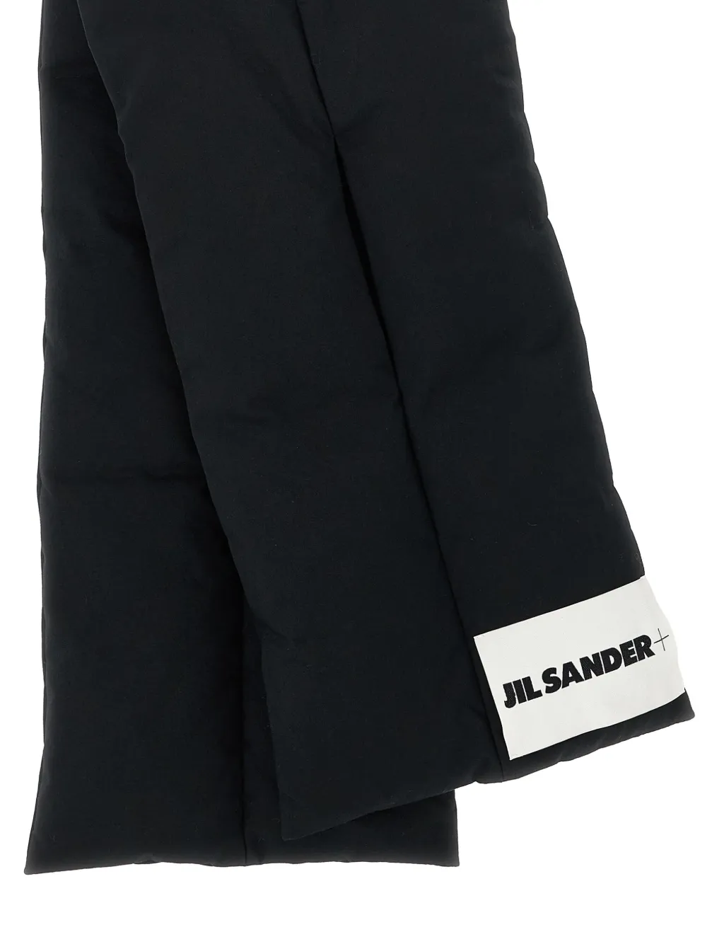 Утепленный шарф с нашивкой-логотипом JIL SANDER, черный — фото 3