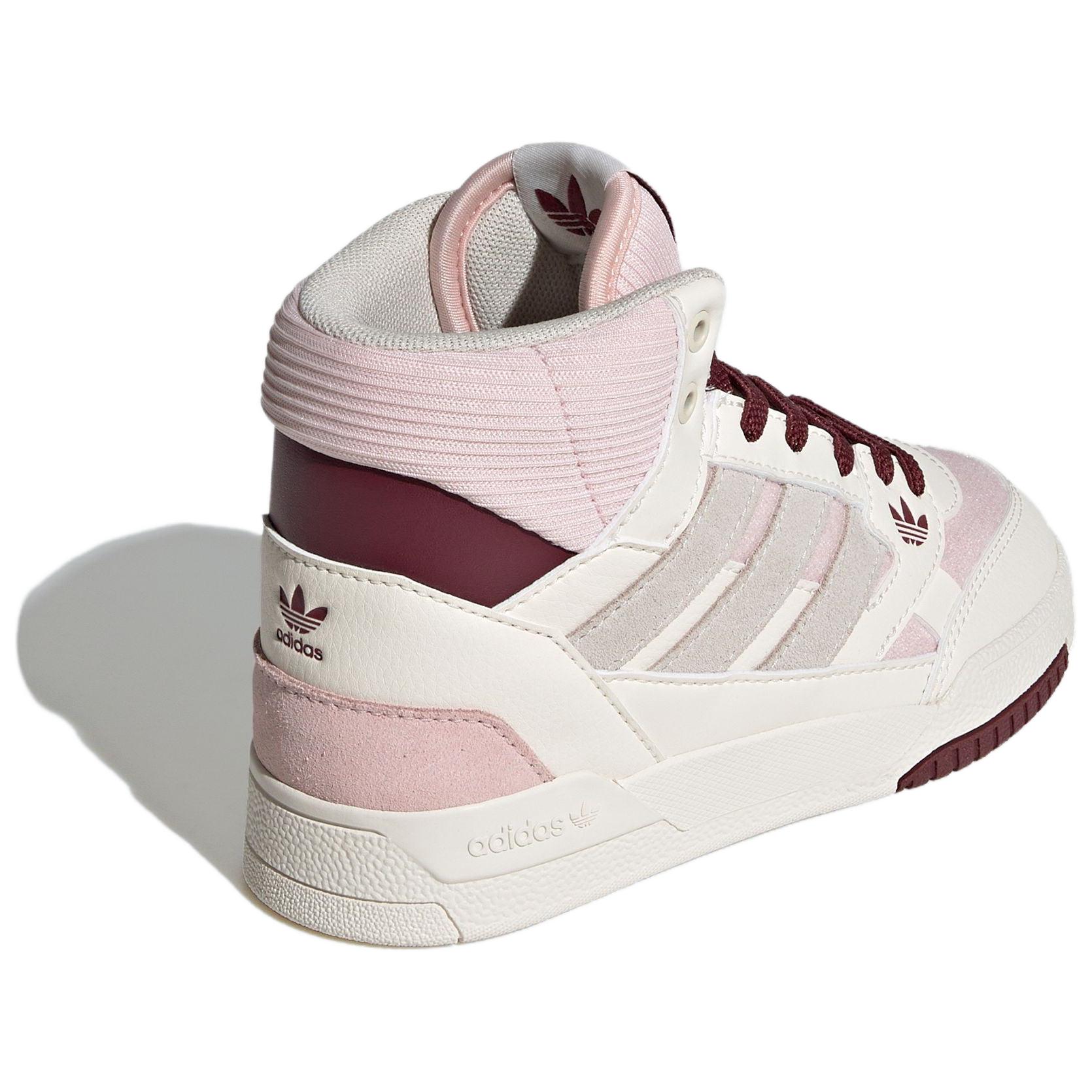 Скользоустойчивые противоударные мидтопы для скейтбординга Adidas Originals Light Pink Kids, розово-белые/тёмно-красные/буро-коричневые — фото 3