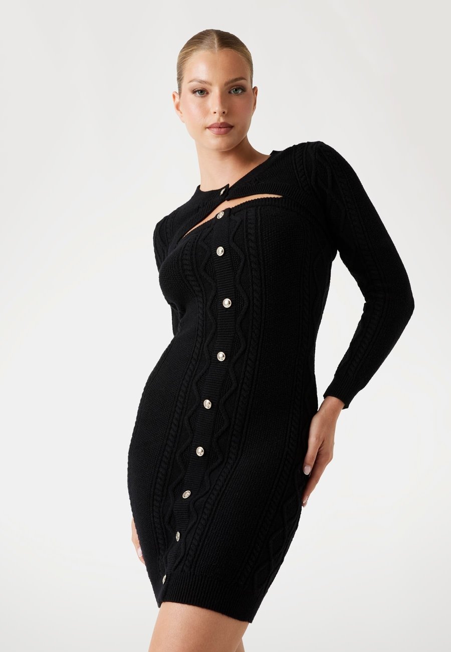 

Платье Guess MITTELLANGES ZOPFMUSTER, Schwarz/Black