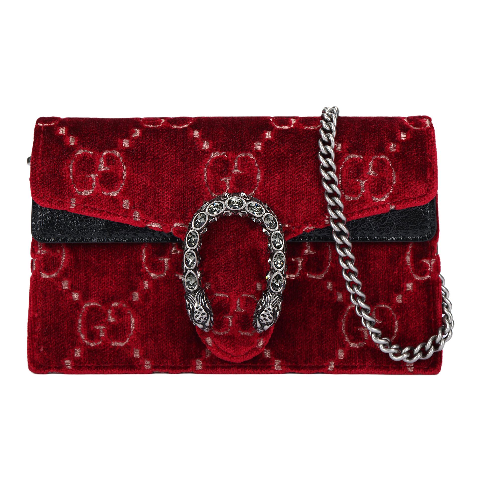 

Дионис Бархатная Сумка Через Плечо, Красная GUCCI