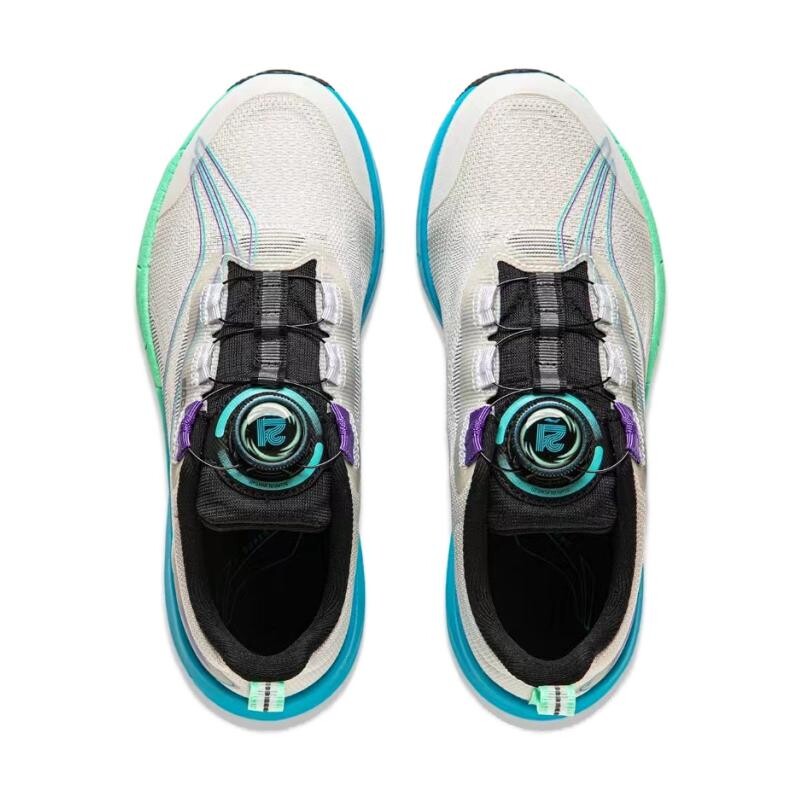 Супер легкие 21 детские кроссовки GS Low-top серо-сине-зеленые Lining Young, зеленый — фото 4