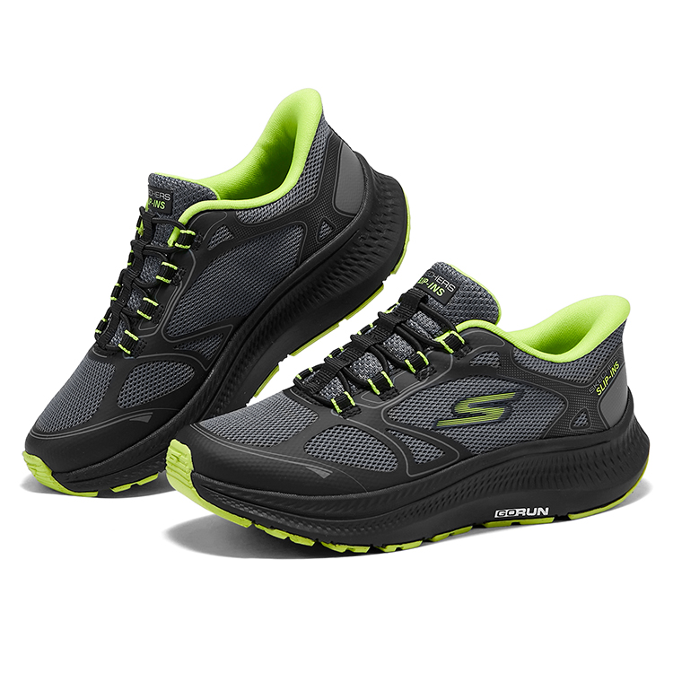 Детские кроссовки для бега SKECHERS GIRLS с низким верхом, устойчивые к истиранию Skechers Kids, черный/серый/зеленый — фото 3