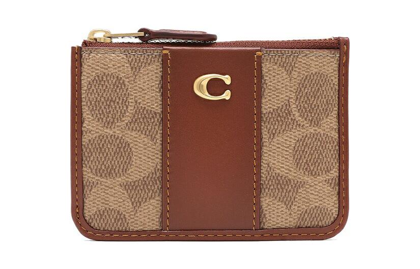 

COACH Сумка-держатель для карт Mini Id Skinny Leather для документов, коричневая, женская