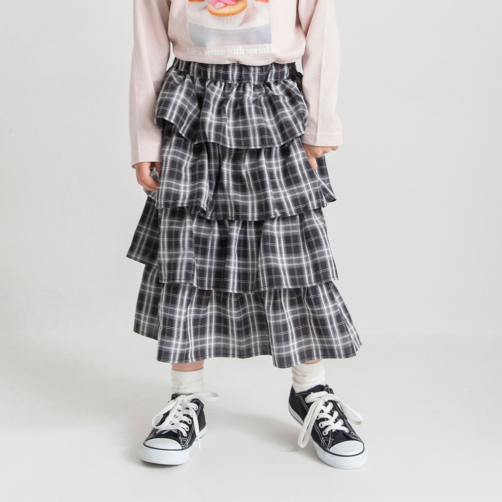 Длинная юбка в клетку с ярусами Branshes, black