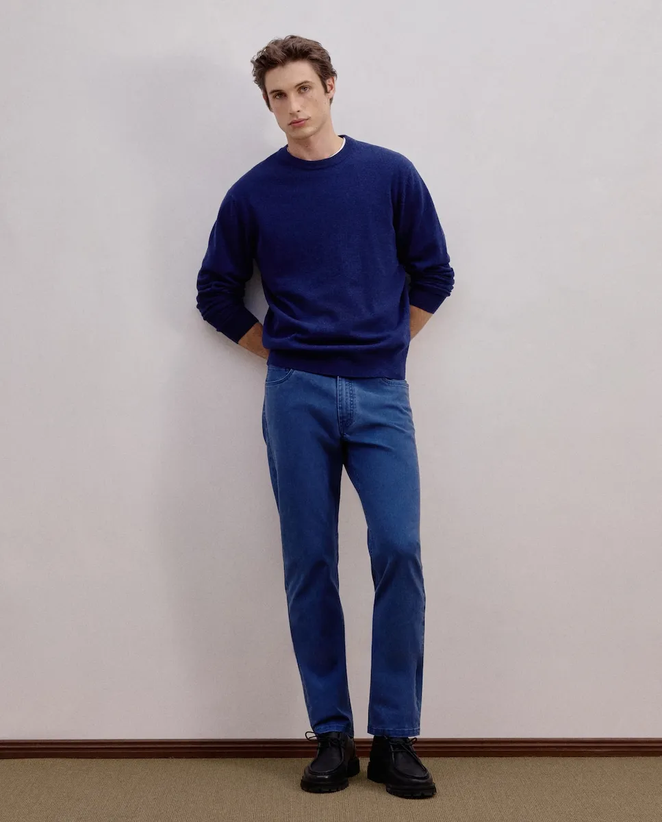 

Мужские брюки с пятью карманами, спортивного стиля, обычного кроя, из хлопка с эластаном Dustin, синий