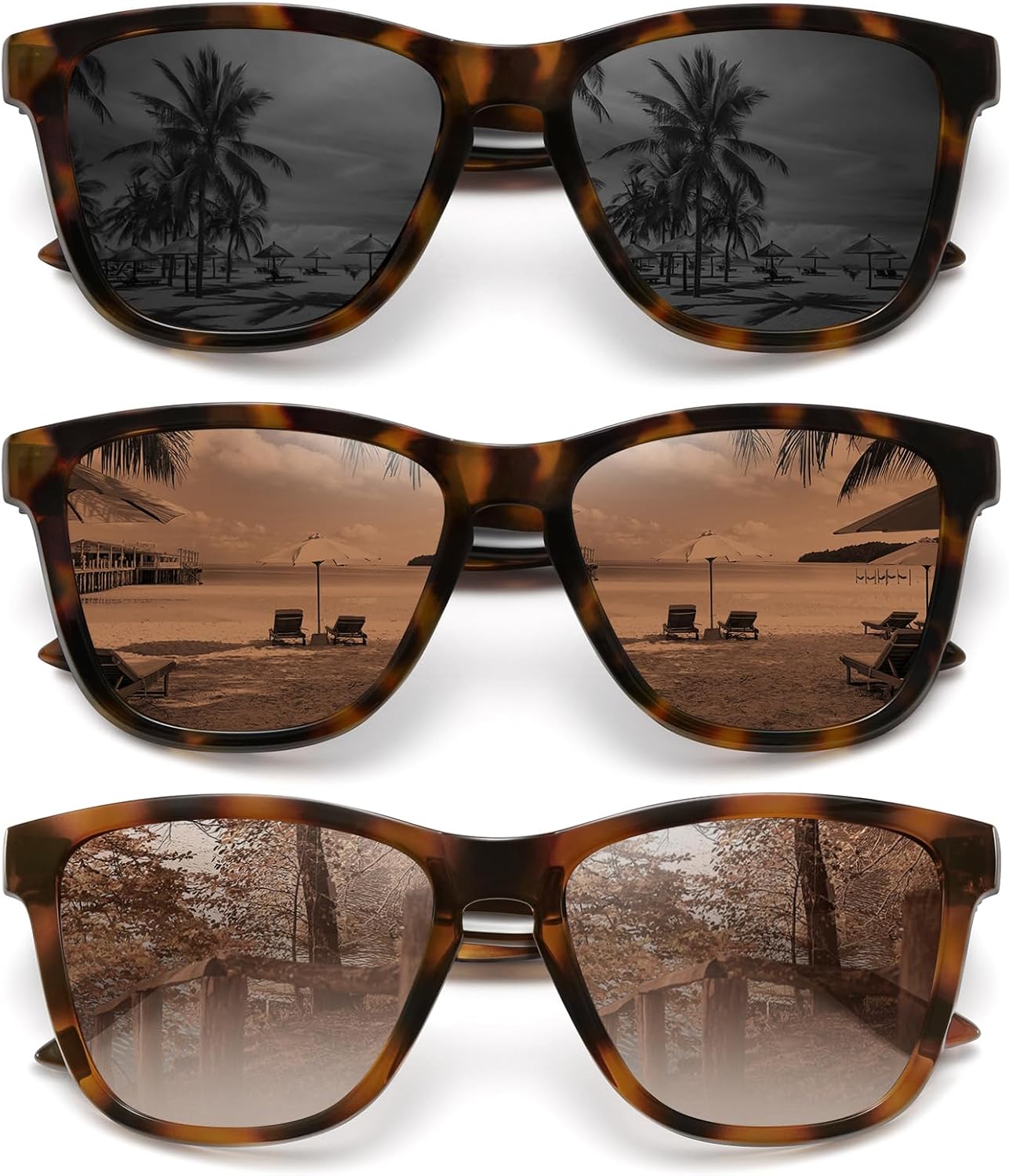 

Поляризованные солнцезащитные очки MEETSUN для женщин и мужчин, классический ретро-дизайнерский стиль, модные, защита UV400, 3 Pack Tortoise Brown + Tortoise Grey + Brown Tortoise
