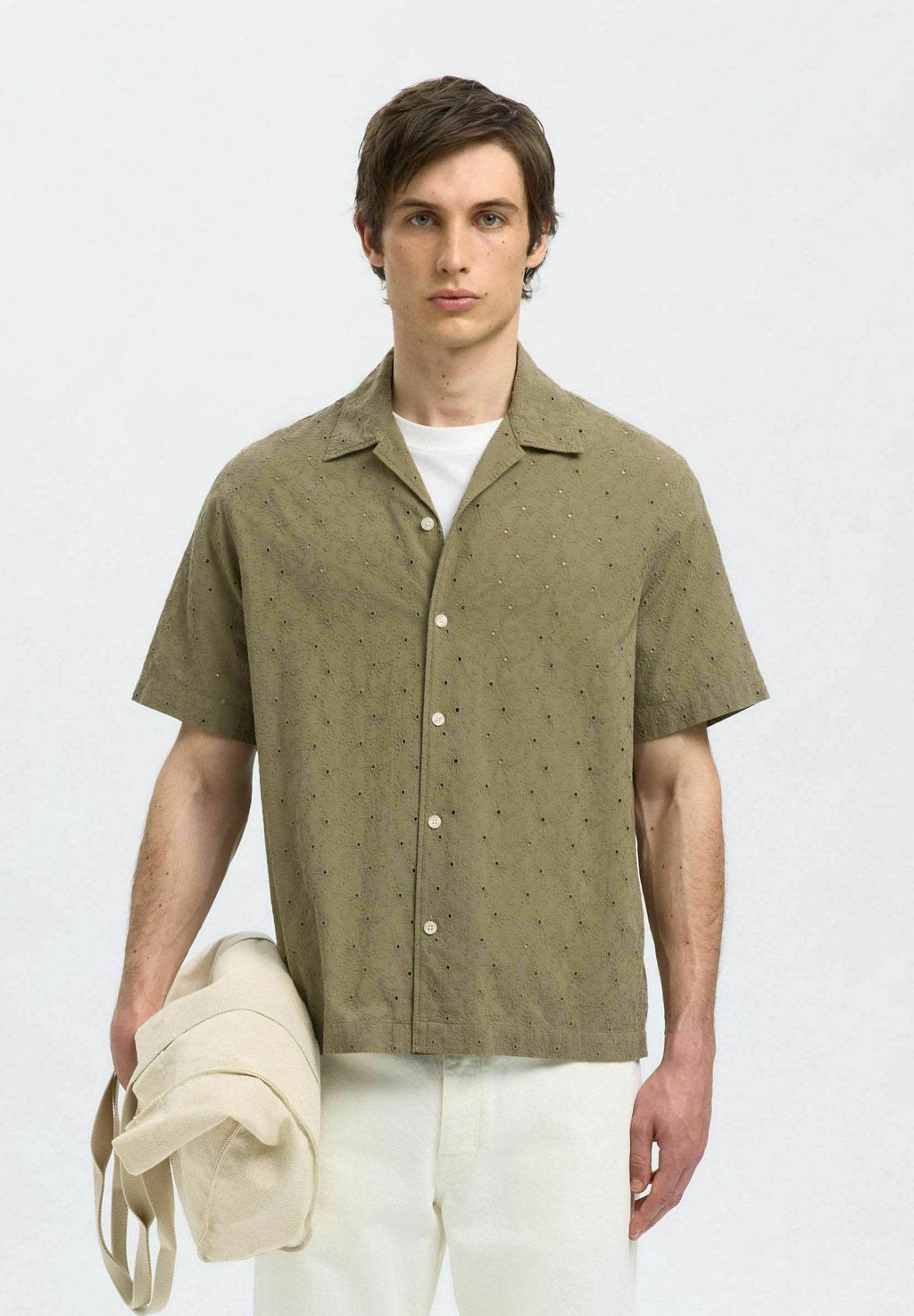 

Рубашка KURZARM BRODERIE ANGLAISE Selected Homme, светло-зеленый