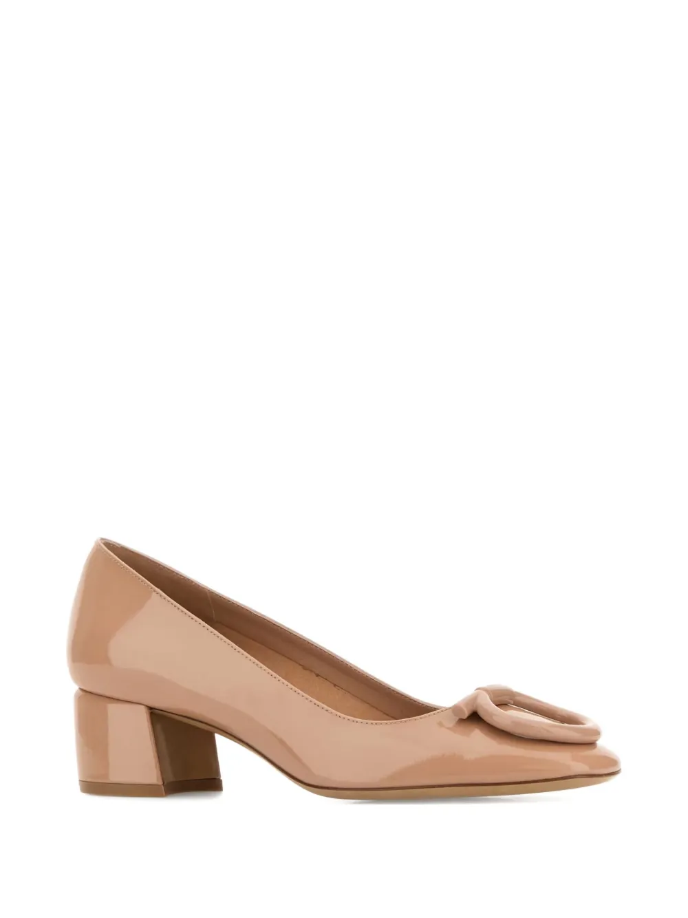 Туфли на блочном каблуке из лакированной кожи Ferragamo, нейтральный — фото 2